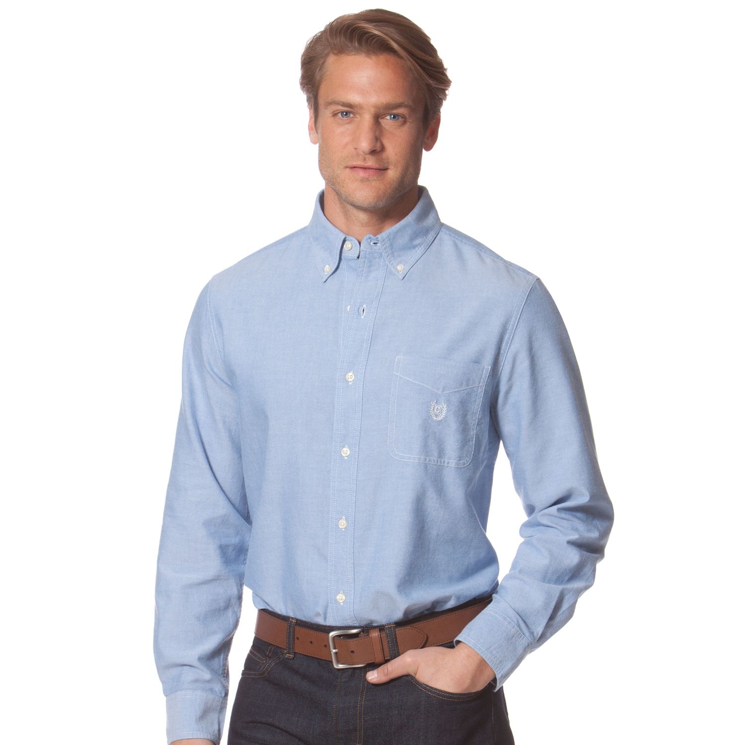 Solid Oxford Casual Button-Down Shirt